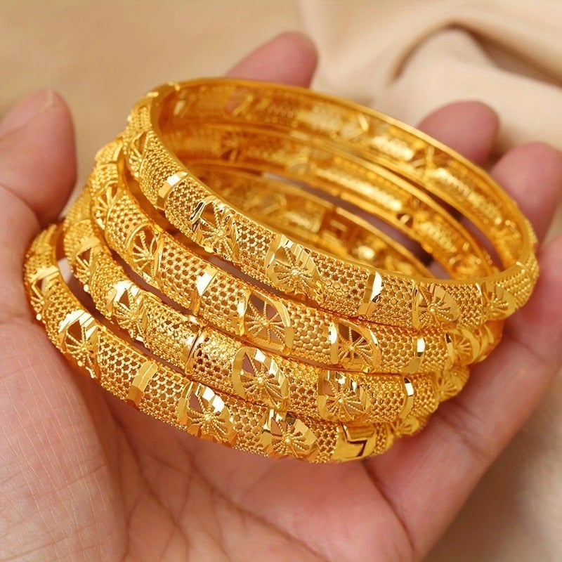 WU 24K Gold Plated Bracelet - Dubai Indian Bridal Luxury Retro Style for Wedding - Image 3