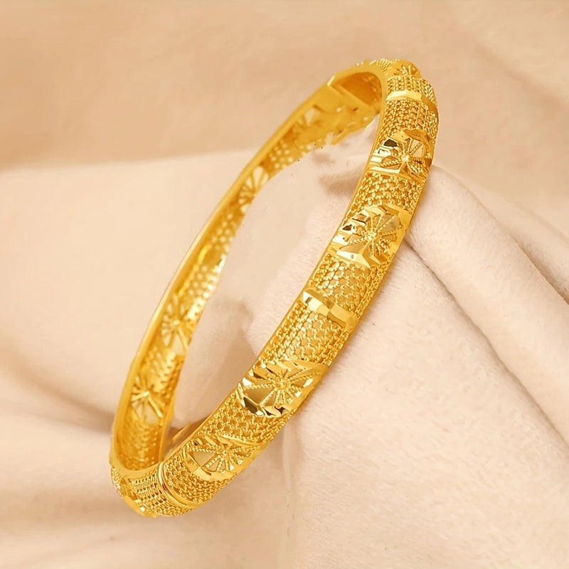 WU 24K Gold Plated Bracelet - Dubai Indian Bridal Luxury Retro Style for Wedding - Image 5