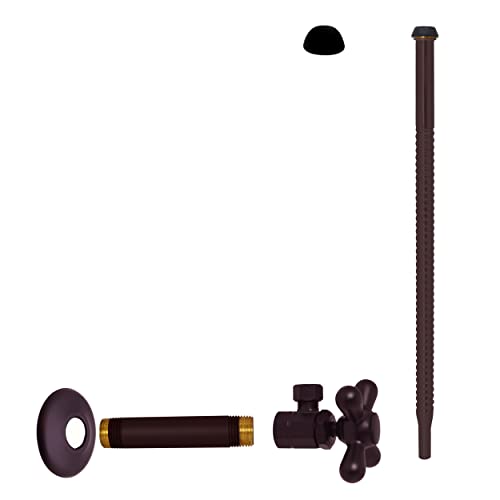 Westbrass D103K12X12 12 IPS x 38 OD x 12 Corrugated Riser Supply Line Kit with Cross Handle Angle Supply Shut Off Valve for Faucet and Toilet Oil Rubbed Bronze - Image 1