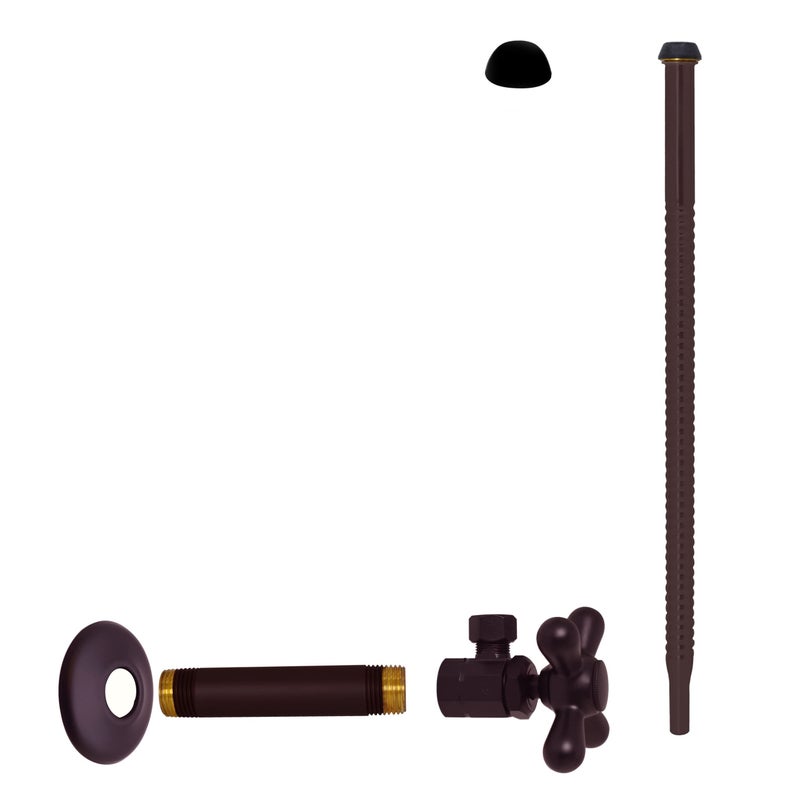 Westbrass D103K12X12 12 IPS x 38 OD x 12 Corrugated Riser Supply Line Kit with Cross Handle Angle Supply Shut Off Valve for Faucet and Toilet Oil Rubbed Bronze - Image 2