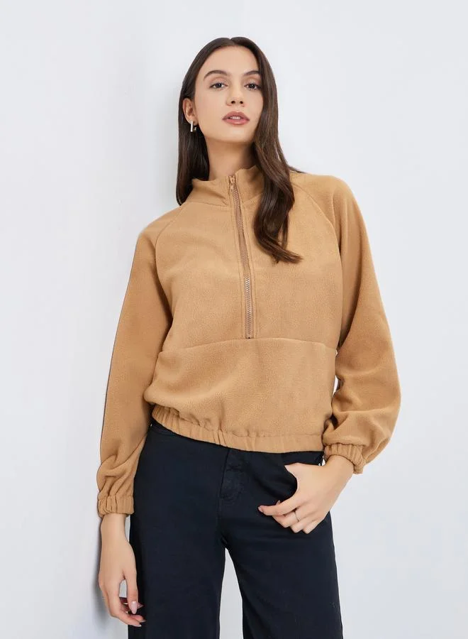 تايك تو سويت شيرت فليس بلون برونزي بحافة مطاطية