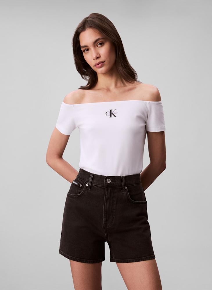 Calvin Klein Jeans Logo Off Shoulder Top - Image 1