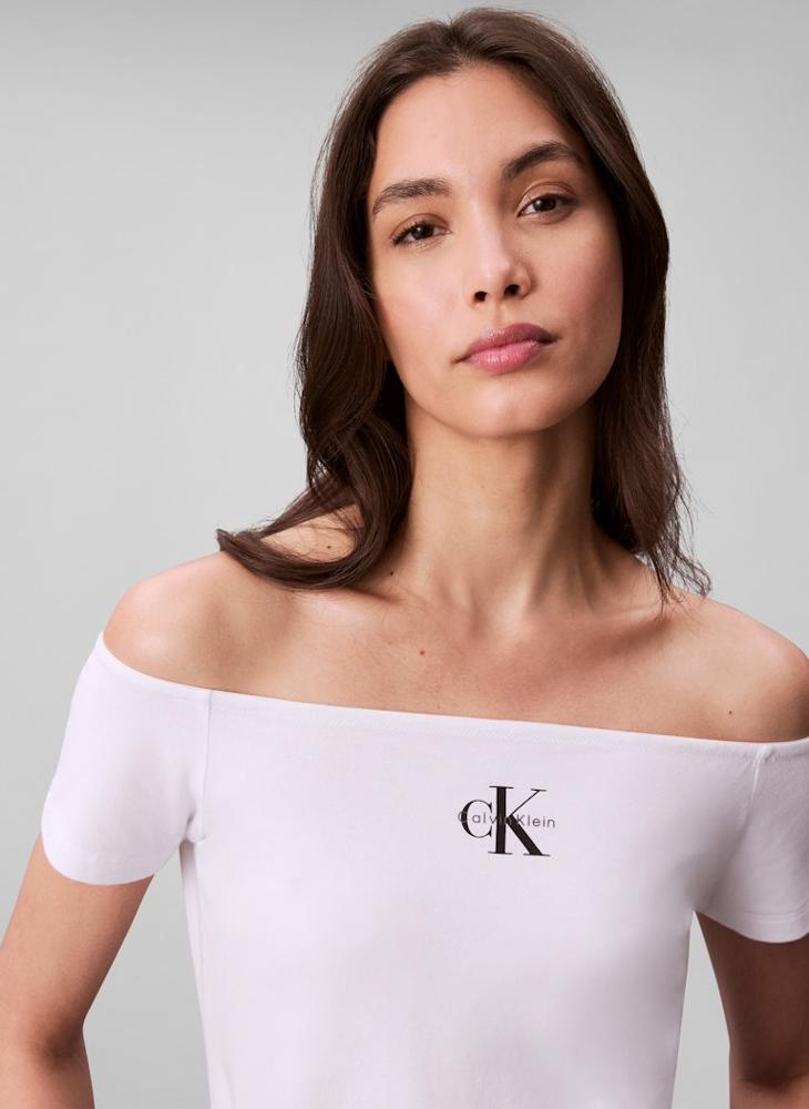Calvin Klein Jeans Logo Off Shoulder Top - Image 4