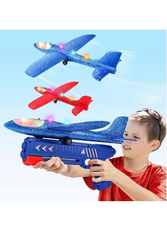 MAGIC VAULT Airplane Toys For Boys Girls -Sport & Outdoor Toys For Boys 4 5 6 7 8 9 10 11 years Old/Aeroplane Toys For Boys, 2 Flight Modes LED Foam Glider Plane Toy, Flying Toy/Gift Toys For Boys  - Image 1