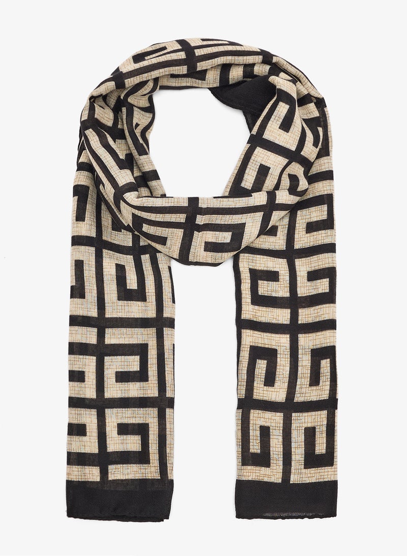 Ginger Printed Monochrome Scarf - Image 1