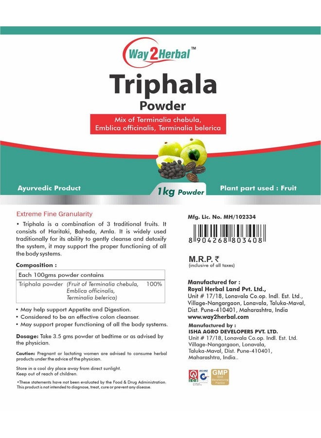 Way2Herbal Triphala Powder with Amla, Haritaki & Bibhitaki (1 Kg Pack Of 4) - Image 2