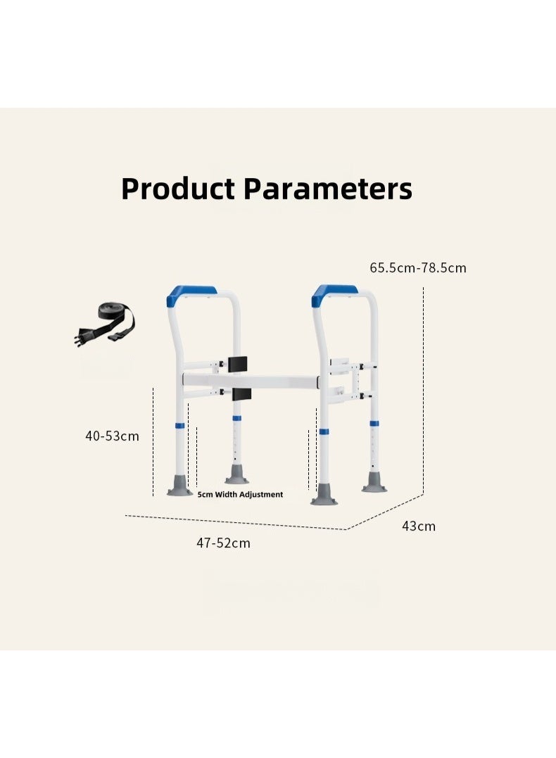 درابزين أمان للمرحاض للمساعدة لكبار السن، قابل للتعديل في الطول والعرض، تركيب بدون حفر، قضبان مساعدة لمنع السقوط تناسب أي مرحاض  2. 简洁核心版 - Image 5