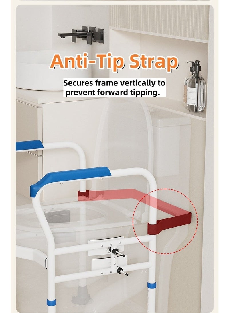 درابزين أمان للمرحاض للمساعدة لكبار السن، قابل للتعديل في الطول والعرض، تركيب بدون حفر، قضبان مساعدة لمنع السقوط تناسب أي مرحاض  2. 简洁核心版 - Image 2