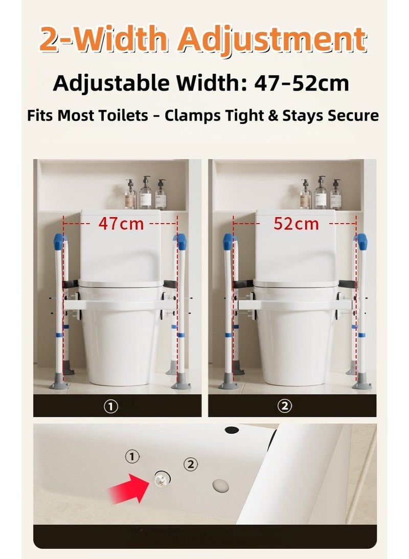 درابزين أمان للمرحاض للمساعدة لكبار السن، قابل للتعديل في الطول والعرض، تركيب بدون حفر، قضبان مساعدة لمنع السقوط تناسب أي مرحاض  2. 简洁核心版 - Image 4