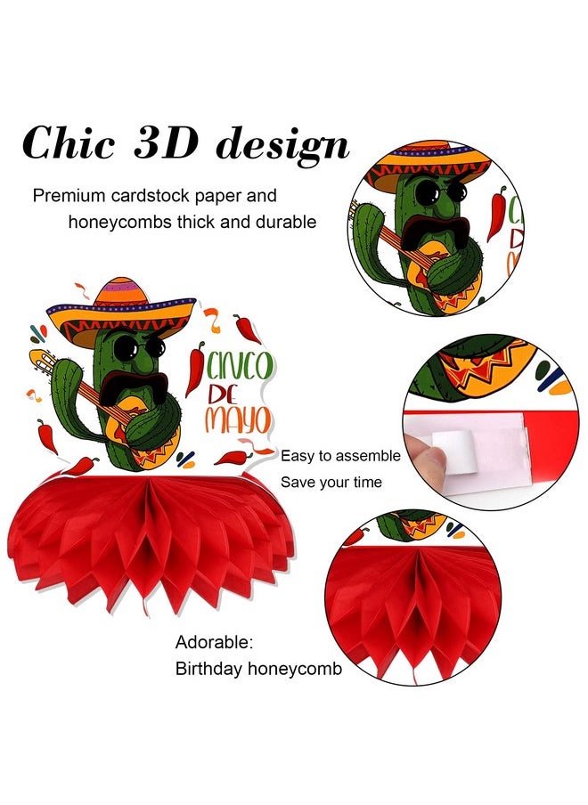 HOWAF - 9 Pieces Mexican Fiesta Party Honeycomb Table Decorations Colorful Cinco De Mayo Table Party Centerpiece Fiesta Birthday Honeycomb Decoration Kids' Party Centerpieces For Mexico Theme Party - Image 1