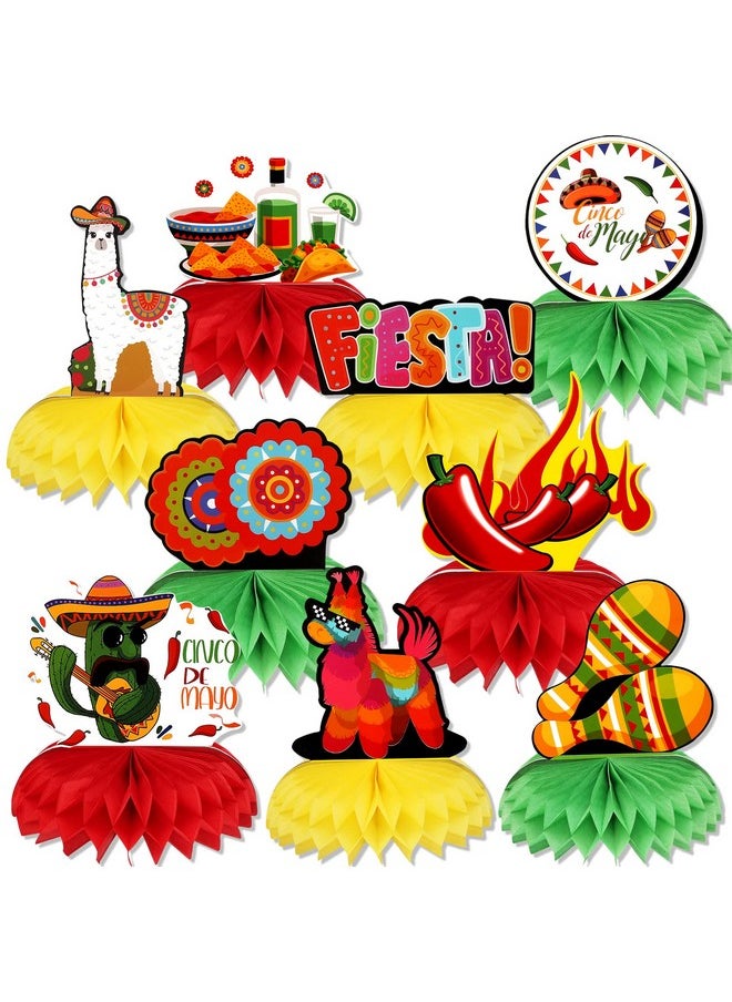 HOWAF - 9 Pieces Mexican Fiesta Party Honeycomb Table Decorations Colorful Cinco De Mayo Table Party Centerpiece Fiesta Birthday Honeycomb Decoration Kids' Party Centerpieces For Mexico Theme Party - Image 1