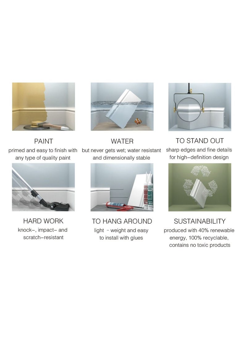 Polystyrene Skirting Board/Baseboard - Size: 10*1.35*240 cm - 5 Pieces