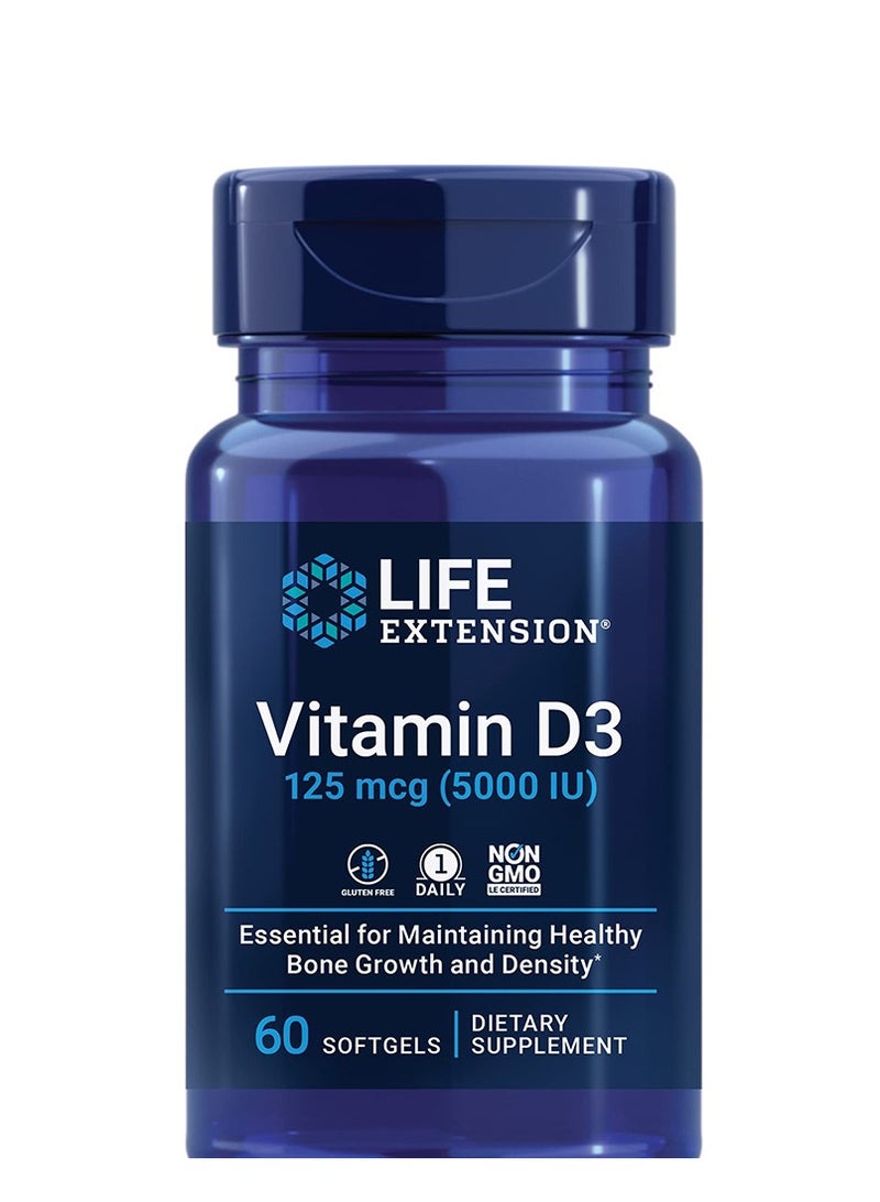 لايف إكستنشن فيتامين د3 من لايف إكستنشن، 60 كبسولة هلامية، 125 ميكروغرام