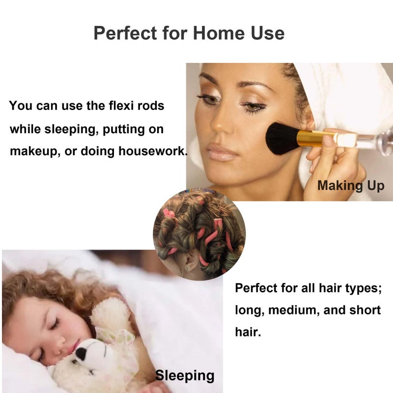 Beyoslf 36Pcs Flexible Hair Rollers and Curlers Set - 7" 0.63" & 0.47" Bendable Soft Foam Rods for Heatless Curling Short & Long Hair - Image 4
