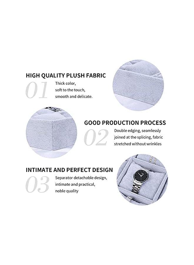 Green Tiger Watch Jewelry Tray Organizer Bracelet Display Showcase 12 Grid Pillows Without Lid Tray Jewelry Storage Holder Grey Velvet Gifts for Men Women Girls - Image 5