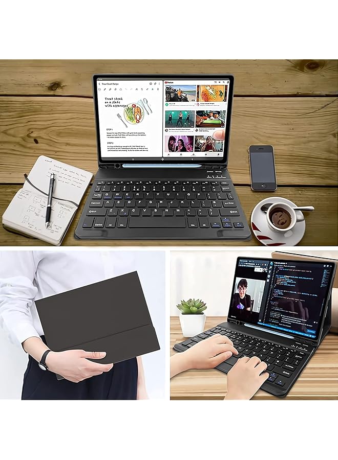 erorex Keyboard Case For Samsung Galaxy Tab A8 10.5 Inch 2022 And Built-In S Pen Holder - Slim Smart Cover With Detachable Bluetooth Keyboard And Mouse For Samsung Tablet A8 Sm-X200 X205 X207 Black  - Image 2