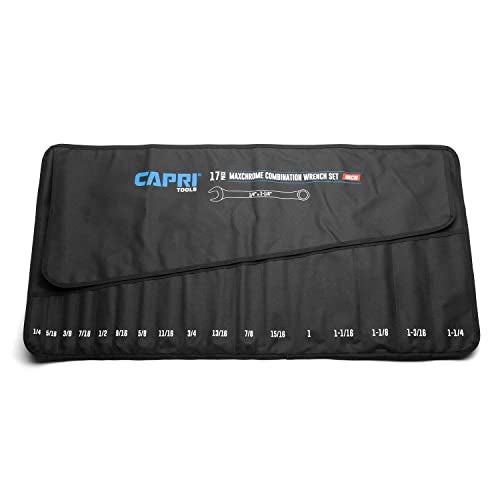 Capri Tools Wrench Roll Up Pouch, SAE, 17 Pockets, Black - Image 1