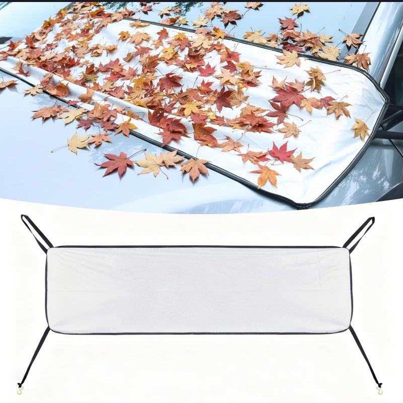 KDSPAROS Half Car Cover for Windshield Ice & Snow - Windshield Snow Cover with Hail Protector, All-Weather Car Cover Fit for Cars & SUVs with Reflective Straps (Universal Car Leaf Protector) - Image 1