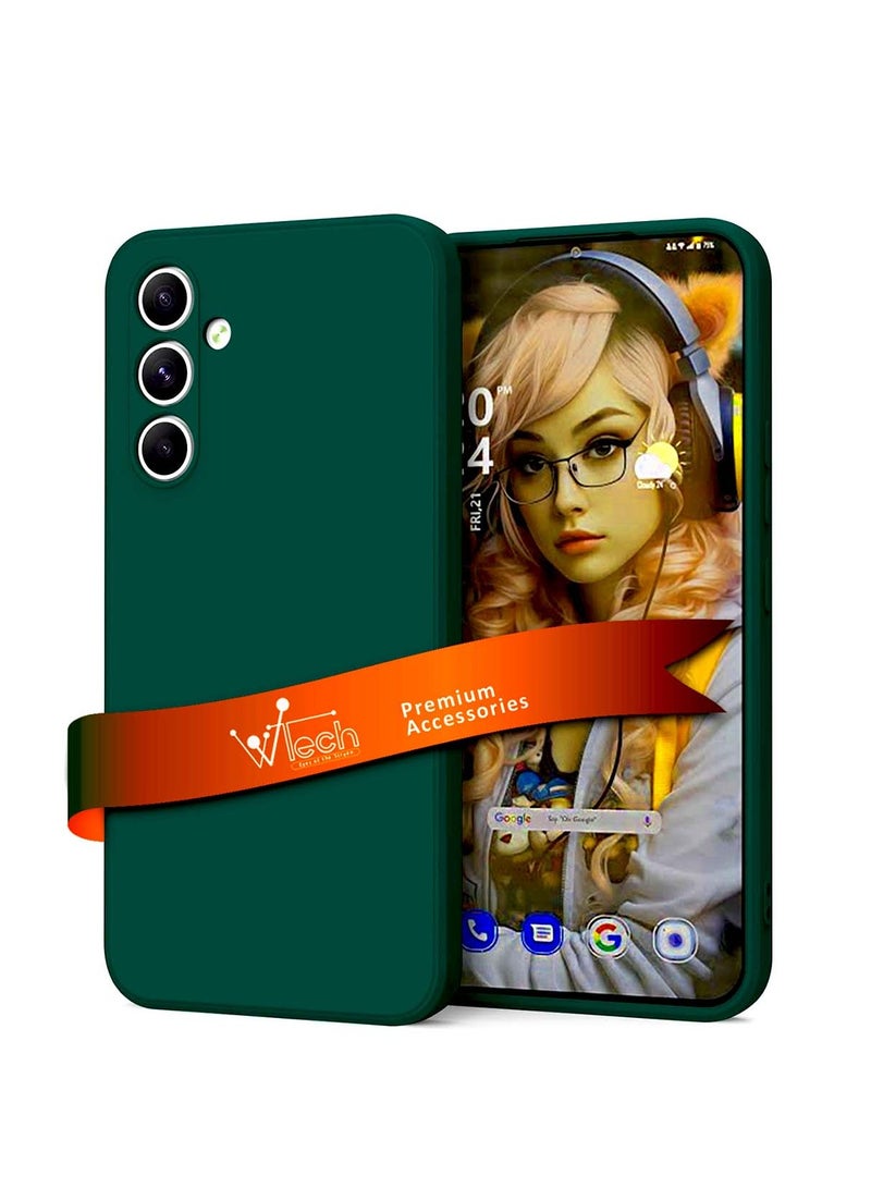 دبليو تيك غطاء حماية من السيليكون السائل الفاخر لهاتف سامسونج جالاكسي S24 FE 5G 2024 باللون الأخضر الداكن - Image 1
