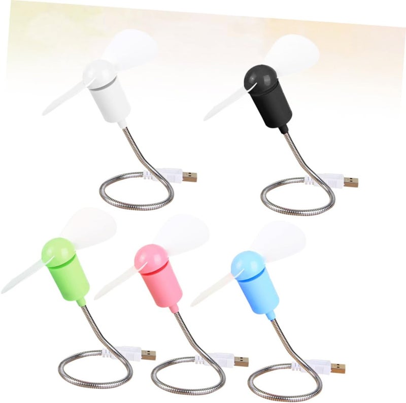 5pcs USB Mini Flexional Quiet Fans for Computer Cooling, Portable Small USB Fans with Flexible Neck for Desktop Laptop Office and Travel Random Color - Image 4