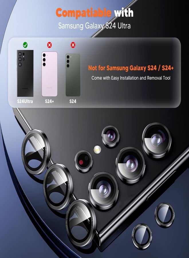 Hoerrye Camera Lens Protector for Samsung Galaxy S24 Ultra, Ultra HD 9H Tempered Glass, Anti-Scratch, Space Titanium Military Grade Drop Protection, Titanium Black - Image 2
