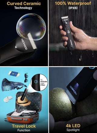 MENHOOD Trimmer Mini All-in-one Trimmer for Men with Waterproof IPX6 Design, SkinSafe Ceramic Technology, QuietRun 7000 RPM Motor, 4000K  LED for Low Light Areas, Travel Lock, 90 Min Run Time & Fast Charging - view 4