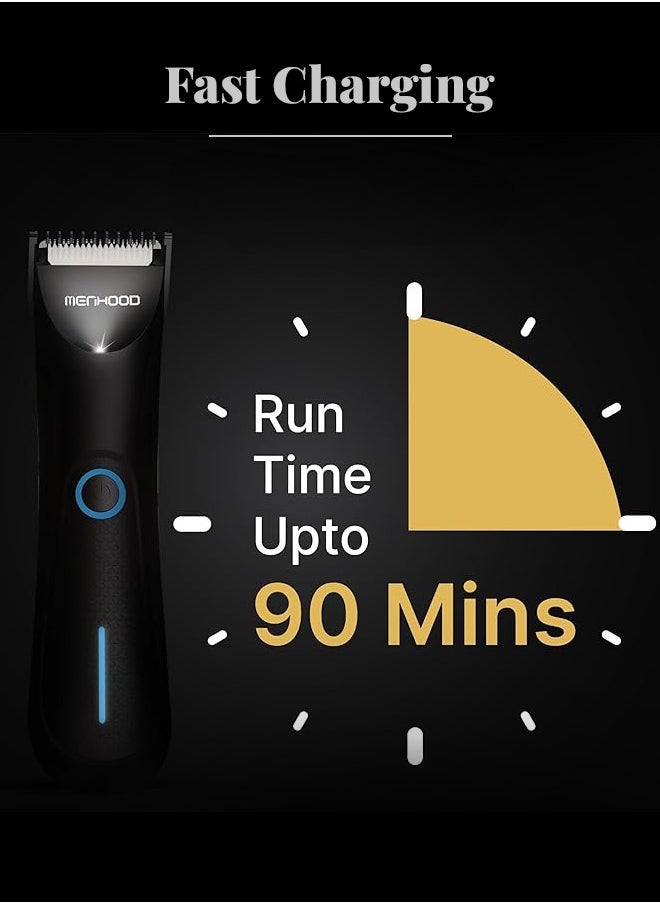 MENHOOD Trimmer Mini All-in-one Trimmer for Men with Waterproof IPX7 Design, SkinSafe Ceramic Technology, QuietRun 7000 RPM Motor, 4000K  LED for Low Light Areas, Travel Lock, 90 Min Run Time & Fast Charging