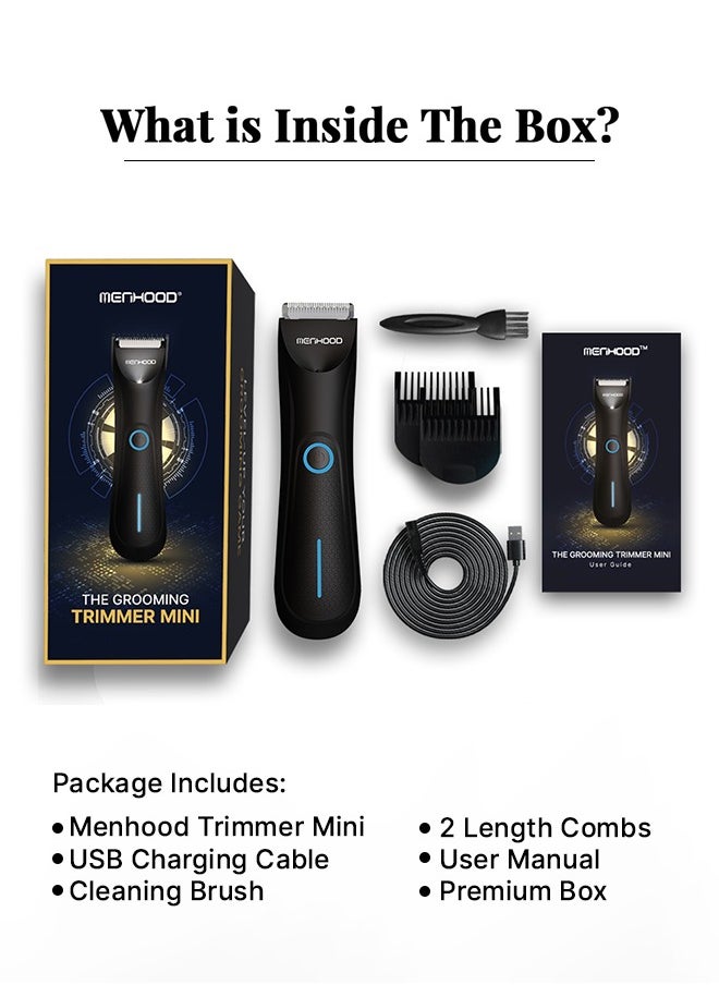 MENHOOD Trimmer Mini All-in-one Trimmer for Men with Waterproof IPX7 Design, SkinSafe Ceramic Technology, QuietRun 7000 RPM Motor, 4000K  LED for Low Light Areas, Travel Lock, 90 Min Run Time & Fast Charging