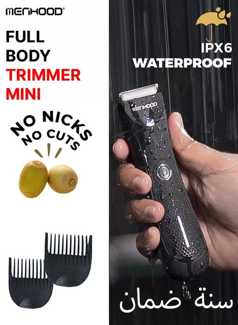 MENHOOD Trimmer Mini All-in-one Trimmer for Men with Waterproof IPX6 Design, SkinSafe Ceramic Technology, QuietRun 7000 RPM Motor, 4000K  LED for Low Light Areas, Travel Lock, 90 Min Run Time & Fast Charging