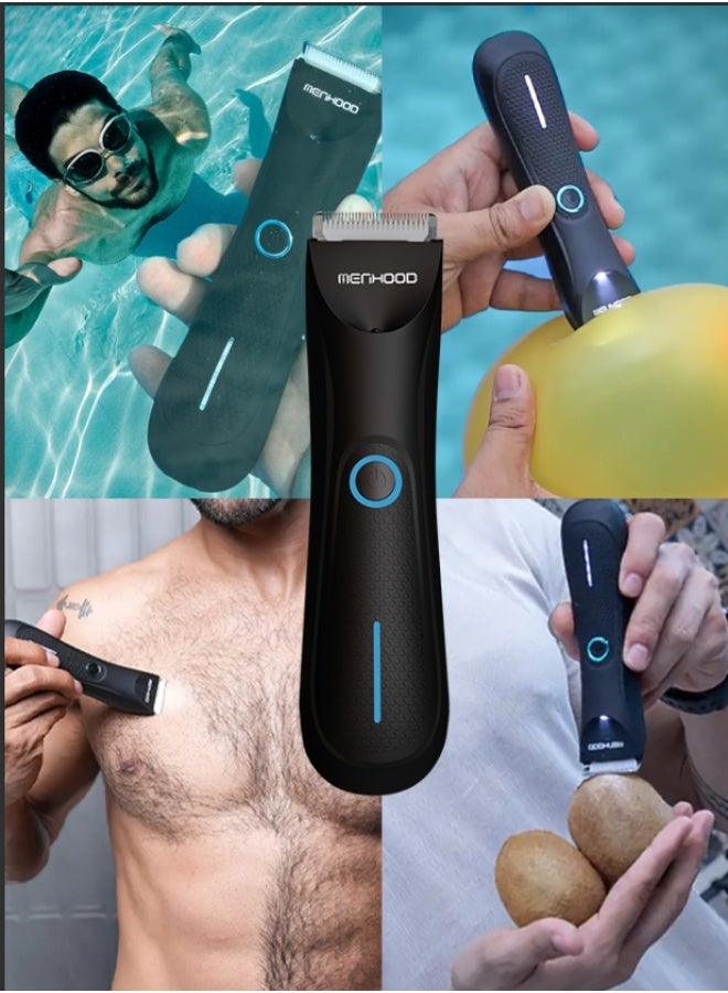 MENHOOD Trimmer Mini All-in-one Trimmer for Men with Waterproof IPX6 Design, SkinSafe Ceramic Technology, QuietRun 7000 RPM Motor, 4000K LED for Low Light Areas, Travel Lock, 90 Min Run Time & Fast Charging