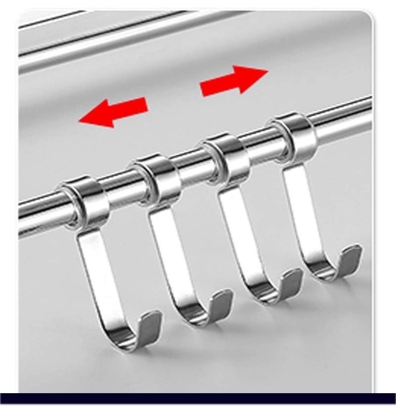 OCCURA OCCURA Stainless Steel Space Saving Dual Folding Towel Rack for Bathroom, Anti Rust Premium Grade Stainless Steel Towel Rail for Bathroom, Chrome Finish, Elegant Look Double Towel Stand with Hooks - Image 5