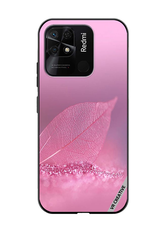 VR CREATIVE Protective Case Cover For Xiaomi Redmi 10C Pink Leaf Design Multicolour - Image 1