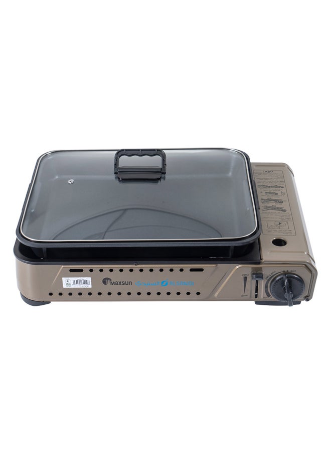 AL SANIDI Portable gas grill and stove for travel and trips, Beige Dark, Size46*33.6*17.3Cm  - Image 1