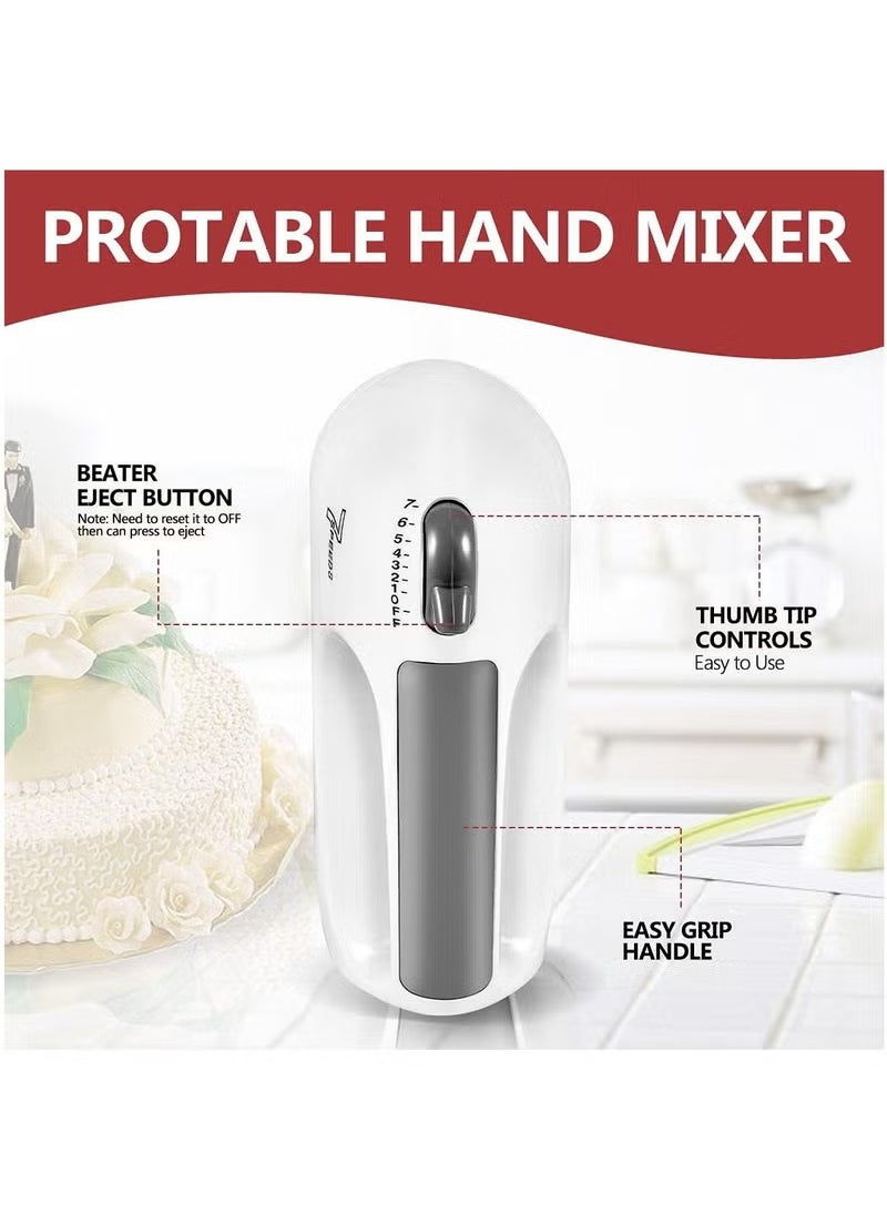 Arabest Electric Hand Mixer, 7-Speeds Lightweight Hand-Held Electric Mixer, Portable Powerful Kitchen Mixer Stainless Steel Egg Whisk with Egg White Separator, Egg Sticks & Dough Sticks for Baking & Cakes  - Image 3