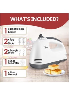 Arabest Electric Hand Mixer, 7-Speeds Lightweight Hand-Held Electric Mixer, Portable Powerful Kitchen Mixer Stainless Steel Egg Whisk with Egg White Separator, Egg Sticks & Dough Sticks for Baking & Cakes  - Image 4