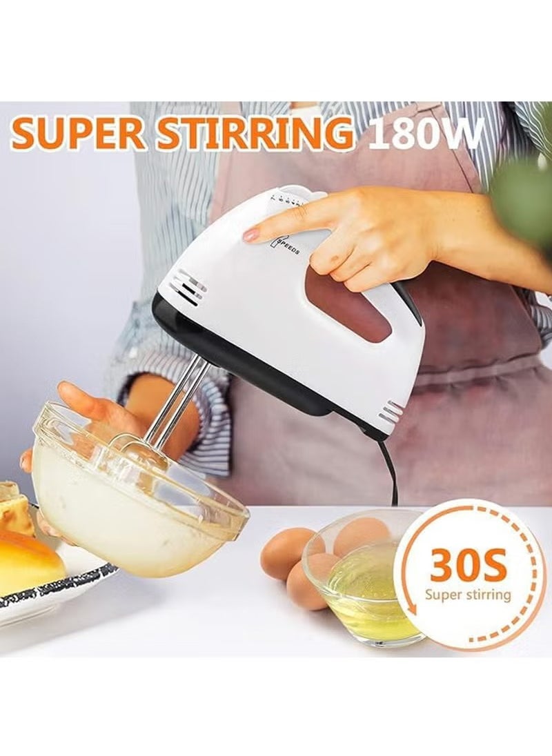 Electric Hand Mixer, 7-Speeds Lightweight Hand-Held Electric Mixer, Portable Powerful Kitchen Mixer Stainless Steel Egg Whisk with Egg White Separator, Egg Sticks & Dough Sticks for Baking & Cakes