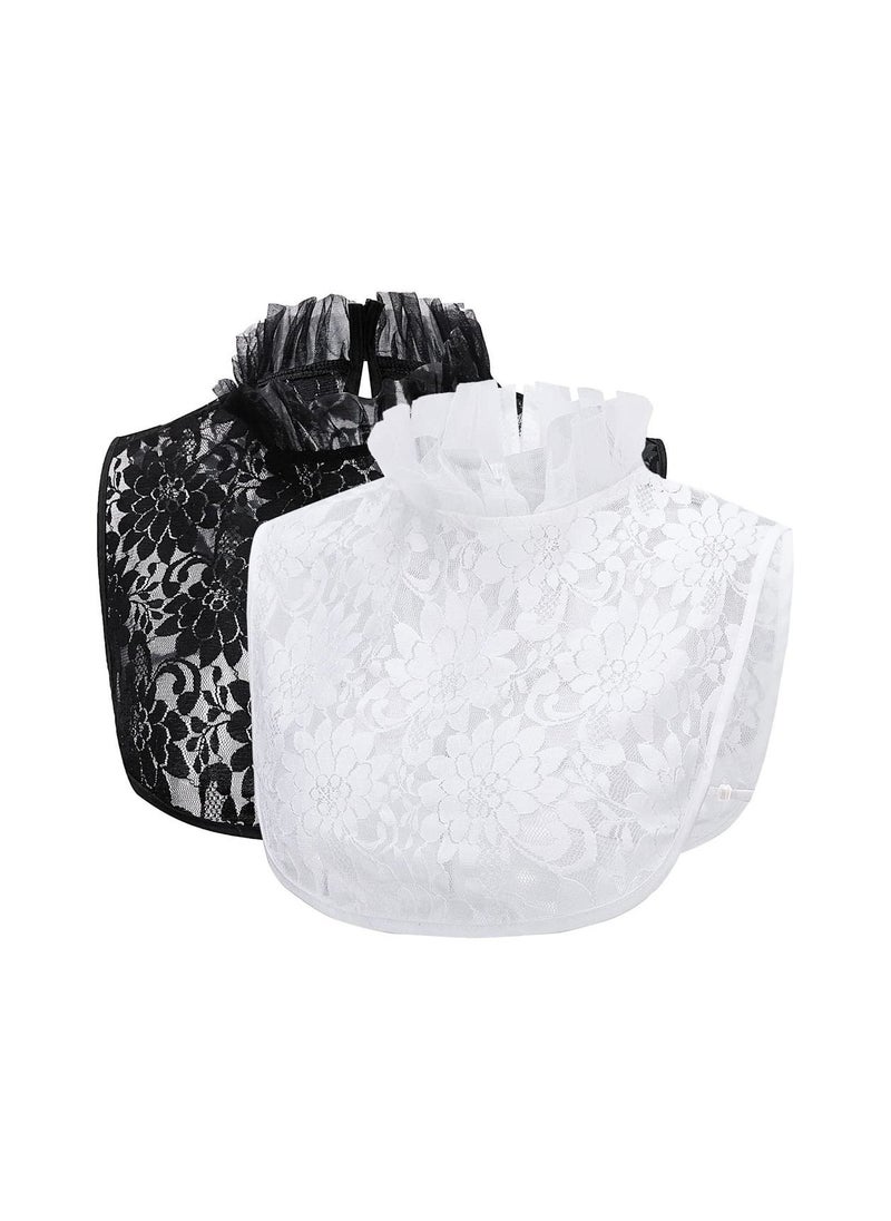 Fake Collar, Detachable Half Shirt Blouse False Collar Floral Lace Hollow Stand Top Elegant For Women Girls, Versatile to Match for Sweater, T-Shirt, Blouse, Dress, Jacket, Uniforms and More. - Image 1