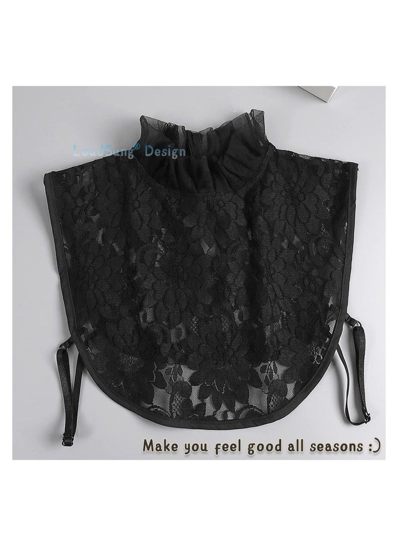 Fake Collar, Detachable Half Shirt Blouse False Collar Floral Lace Hollow Stand Top Elegant For Women Girls, Versatile to Match for Sweater, T-Shirt, Blouse, Dress, Jacket, Uniforms and More. - Image 2