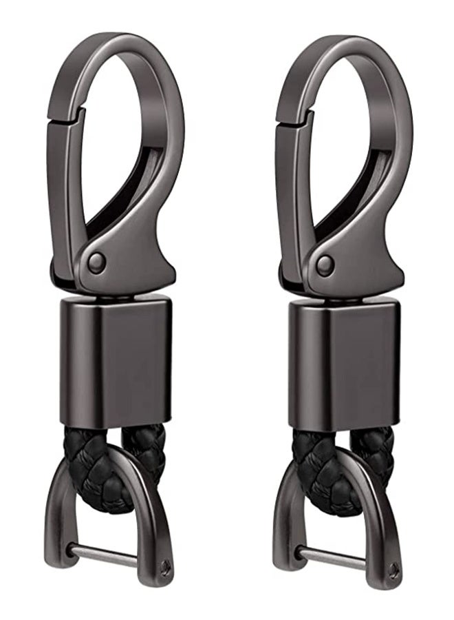 Car Key Fob, Holder Keys Chain Sturdy Metal with D-ring for Men and Women 2 Pack Black Suitable for Most Car Keys Embedded in PU Leather - Image 1