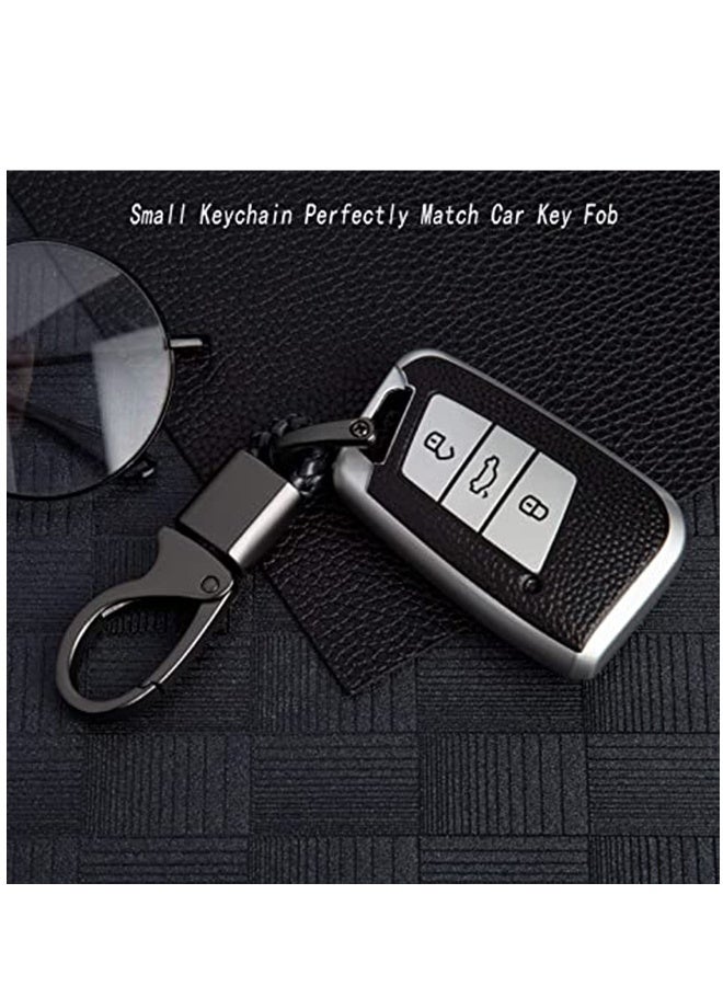 Car Key Fob, Holder Keys Chain Sturdy Metal with D-ring for Men and Women 2 Pack Black Suitable for Most Car Keys Embedded in PU Leather - Image 5