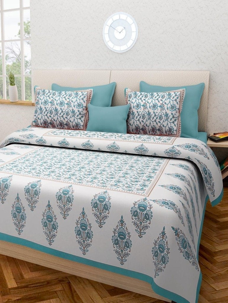 WESTLYN 100% Cotton 220 TC Rajasthani King Size Bedsheet Double Cotton Bedsheet with 2 Pillow Covers. Bedsheets Fast Color 20 - Image 2
