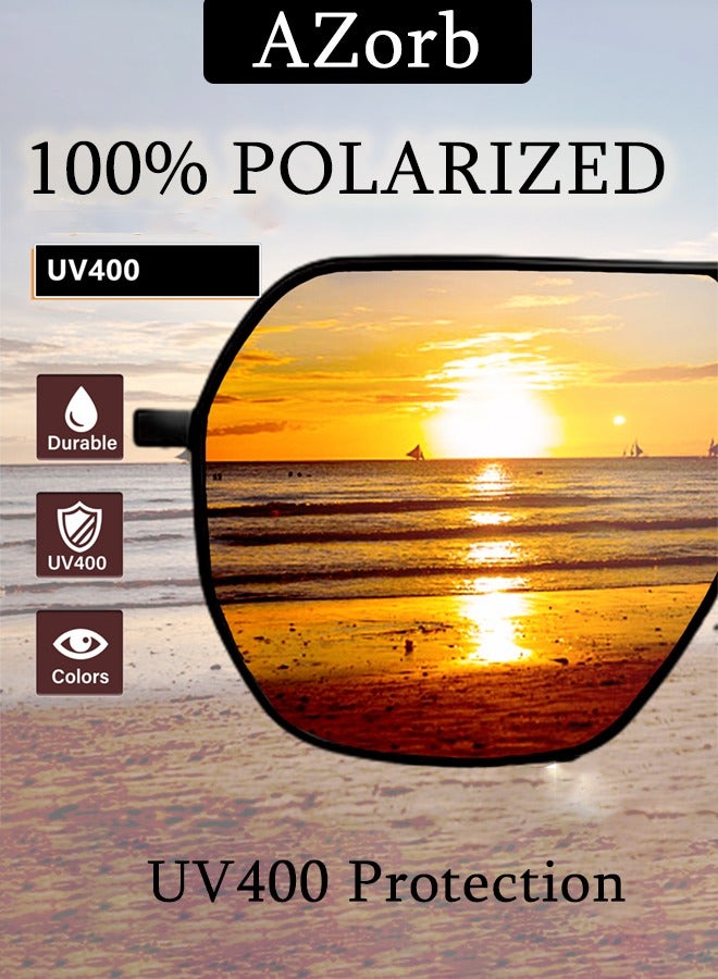 AZorb Polarized  Aviator Sunglasses for Men Women Shades Magnesiu Aluminum Alloy Metal Frame Men's Sun Glasses UV400 Protection for Drive Fishing Travel Sunglasses - Image 3
