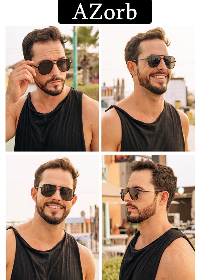 AZorb Polarized  Aviator Sunglasses for Men Women Shades Magnesiu Aluminum Alloy Metal Frame Men's Sun Glasses UV400 Protection for Drive Fishing Travel Sunglasses - Image 4