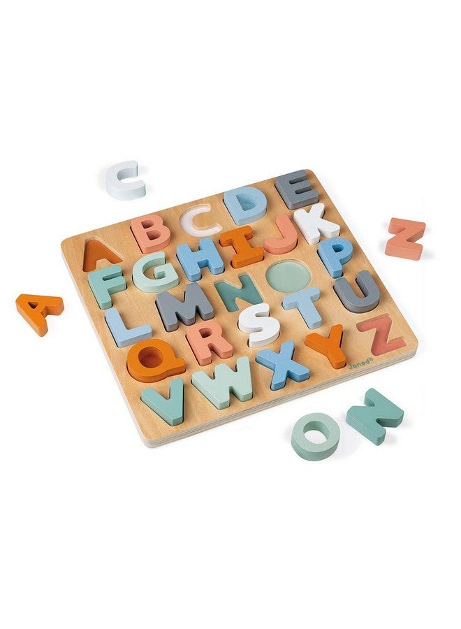 Janod Sweet Cocoon Wooden Alphabet Learning Puzzle with ABC Letters and Chalkboard - Ages 2+ - J04412 - Image 1