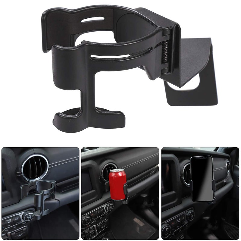 Savadicar JL JT MultiFunction Drink Cup Phone Holder 2 in 1 Bolton Stand Bracket Organizer Cellphone Mount for 20182023 Jeep Wrangler JL JLU 4XE Gladiator JT Interior Accessories Black