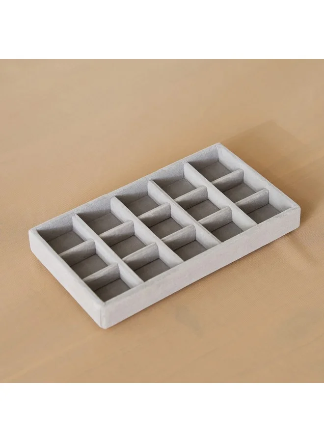 هوم بوكس صينية مجوهرات مخملية بـ 15 قسمًا للحلقات والأقراط