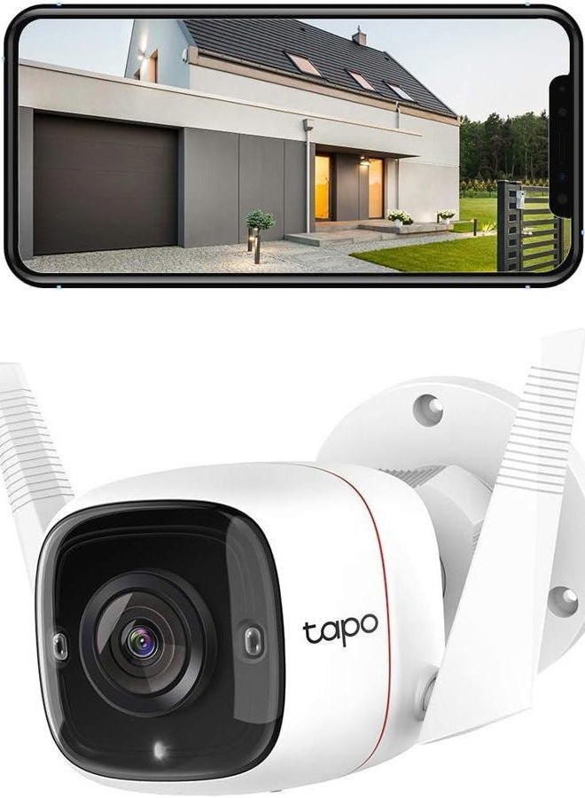 tapo كاميرا أمان خارجية TP-Link بدقة 2K HD سلكية، مقاومة للعوامل الجوية IP66، كشف الحركة/الشخص، تعمل مع أليكسا وGoogle Home، مزودة بصفارة إنذار ورؤية ليلية، تخزين سحابي/بطاقة SD، صوت ثنائي الاتجاه (C310) - Image 1