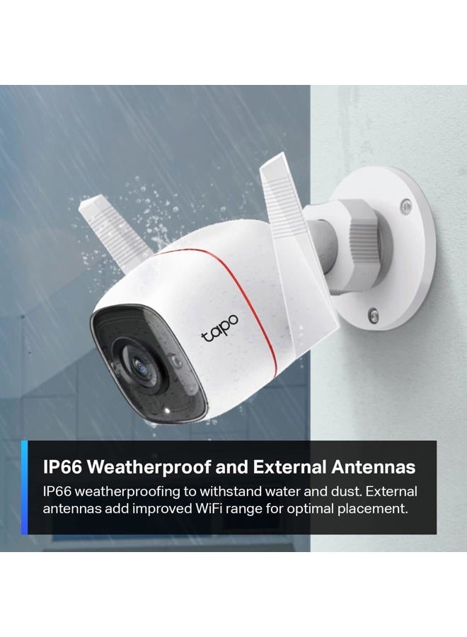 tapo كاميرا أمان خارجية TP-Link بدقة 2K HD سلكية، مقاومة للعوامل الجوية IP66، كشف الحركة/الشخص، تعمل مع أليكسا وGoogle Home، مزودة بصفارة إنذار ورؤية ليلية، تخزين سحابي/بطاقة SD، صوت ثنائي الاتجاه (C310) - Image 4