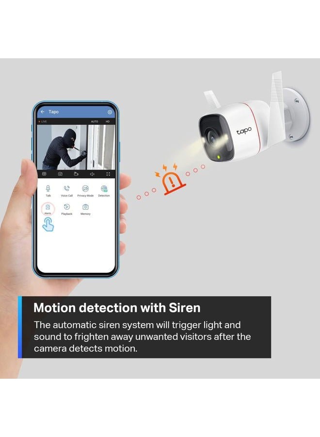 tapo كاميرا أمان خارجية TP-Link بدقة 2K HD سلكية، مقاومة للعوامل الجوية IP66، كشف الحركة/الشخص، تعمل مع أليكسا وGoogle Home، مزودة بصفارة إنذار ورؤية ليلية، تخزين سحابي/بطاقة SD، صوت ثنائي الاتجاه (C310) - Image 5