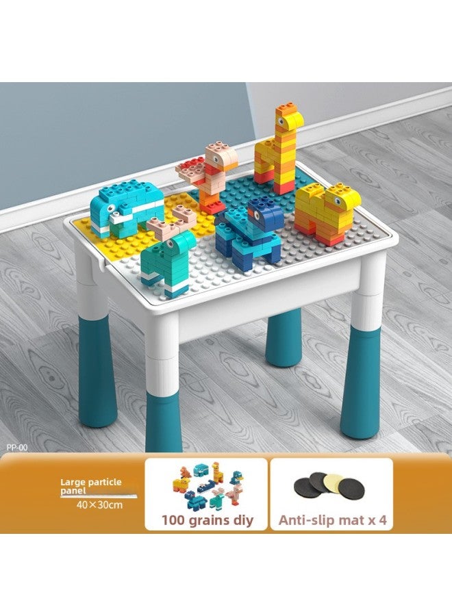 Compatible With Lego Large Particles DIY Long Square Table Multifunctional Educational Toys Slide 42*32 Building Block Table-Color:Table +100 Granules  - Image 1